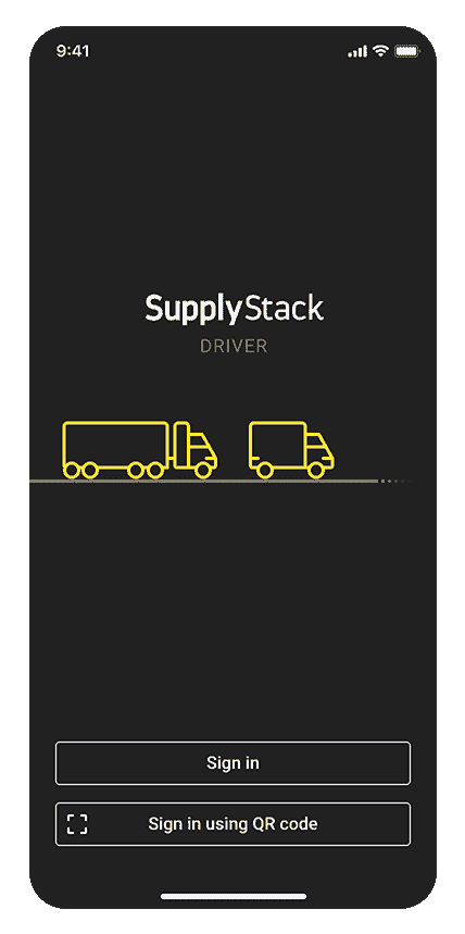 Supplystack mobile screen - Sign in