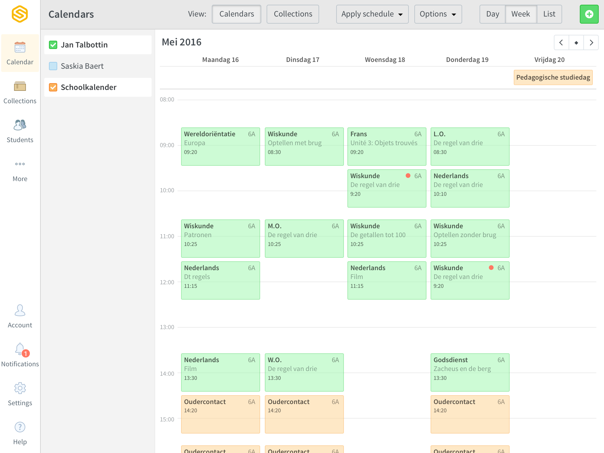 Schoolonline Calendar User Interface Design